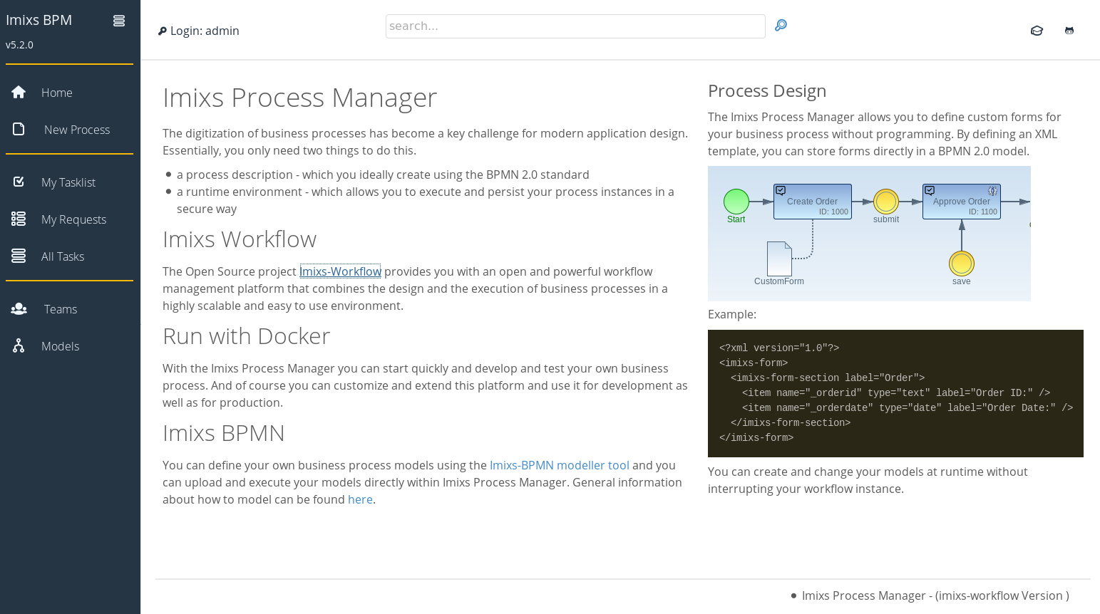Process Manager Dashboard showing active workflows
